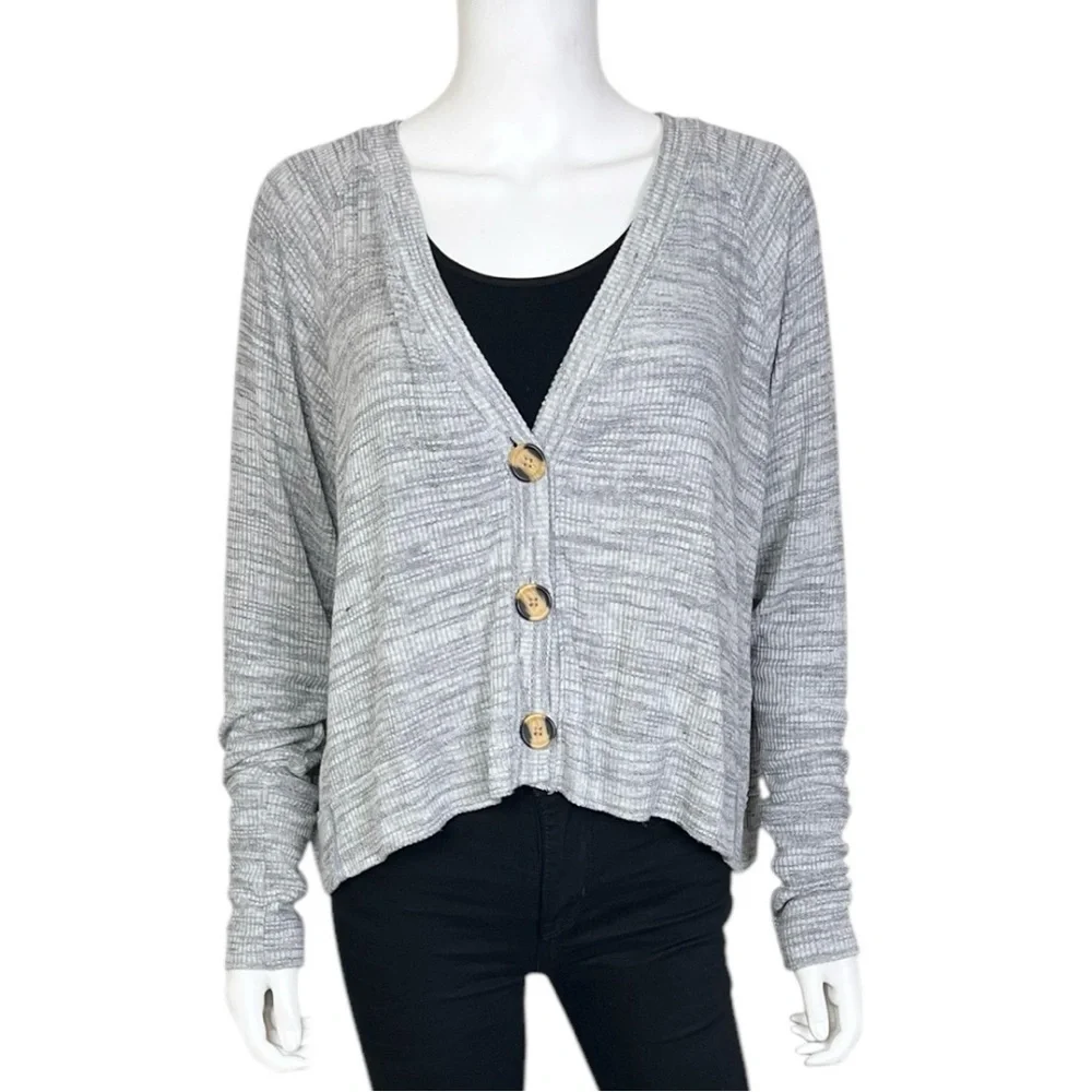 Free People We The Free Grove Cardi in Light Heather Gray - sz Medium